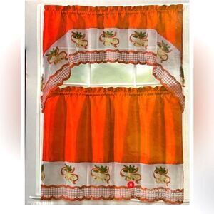 3PC Golden Bells Christmas Kitchen Curtain Set